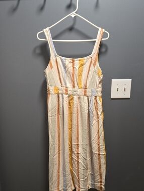 a.n.a Striped Midi Sundress in Cream, Mustard & Pale Blue